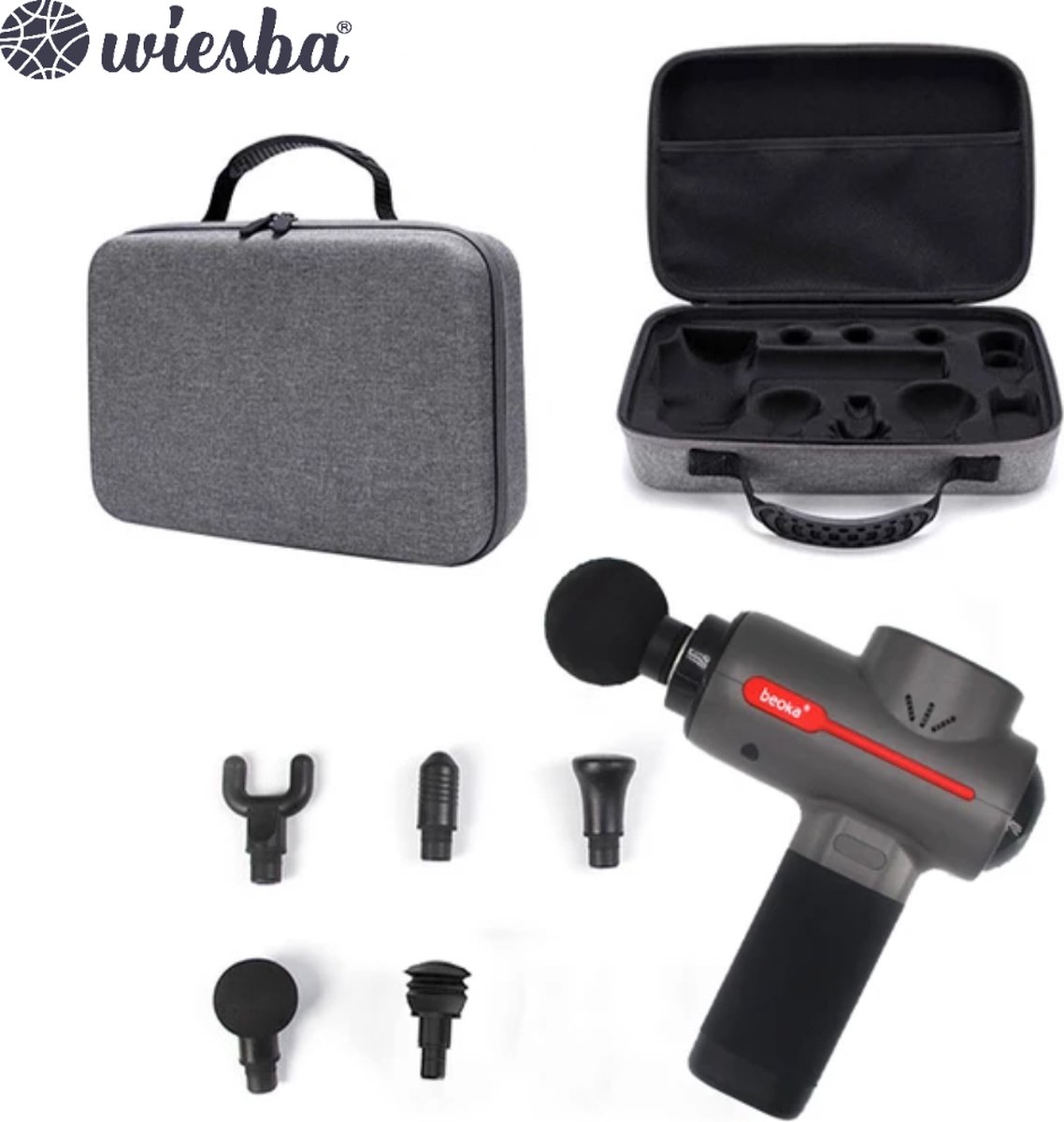 Beoka M2 - Massage Gun PRO - Professioneel Massage Pistool - Sport en Relax Massage Apparaat - Zwart Massagepistool - Inclusief Koffer - Grijs - Bestseller