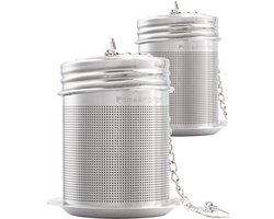PrimeAmbition - 2 Stuks Theezeef en Theetip - Extra Fijne Filter - Thee Ei - Theebuiltje Voor Losse Thee - Theehouder