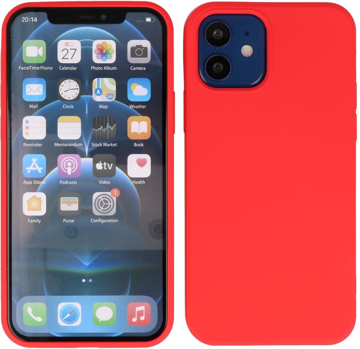 Hoesje 2.0mm Dikke Siliconen Back Cover Kleur Rood geschikt voor Iphone 12 Mini