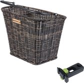 Basil Bremen Panier À Vélo Look Rotin KF - Avant - Avec Système De Fixation - Marron
