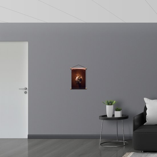 WallClassics - Poster Textile - Chat lève les yeux - 30x40 cm Photo sur Textile