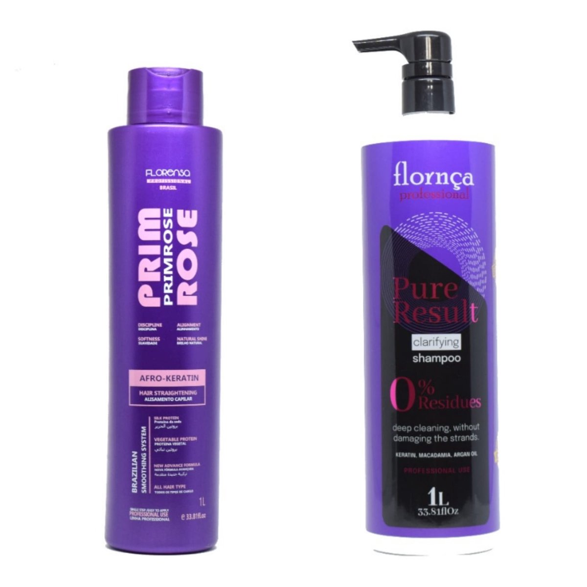 Keratine behandeling keratin treatment Rose Afro Keratin Primerose 1 L + shampoo 1 L kit - Florensa Brasil