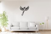 Geometrische Vogel - Zwart hout - Wanddecoratie - Muurdecoratie - Line art - Wall art
