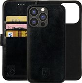 Rosso Element Uitneembaar 2-in-1 Hoesje Geschikt voor Apple iPhone 14 Pro | Luxe Portemonnee | Back Cover | Pasjeshouder | Zwart