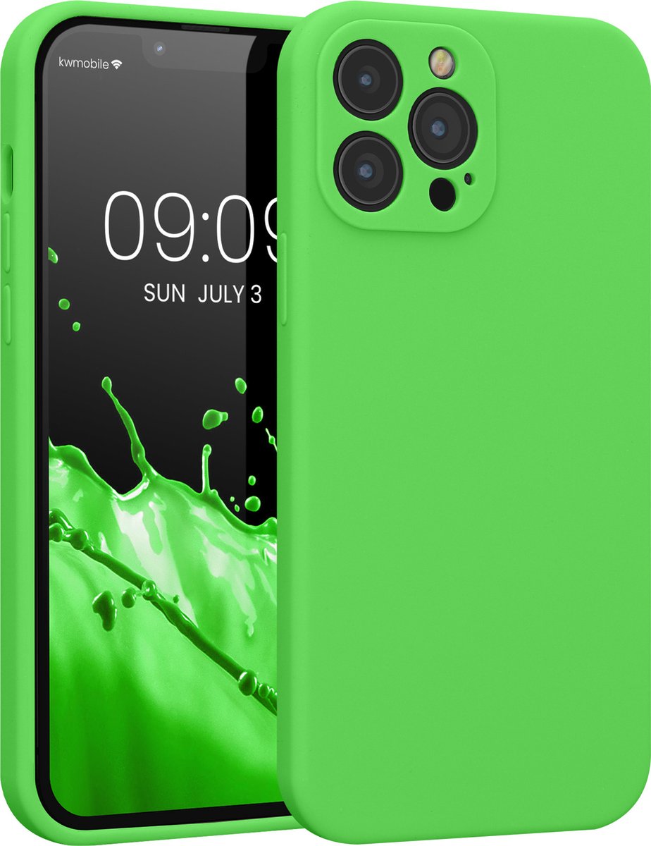 kwmobile telefoonhoesje geschikt voor Apple iPhone 13 Pro Max - TPU backcover met siliconen coating - Smartphone case in limoengroen