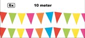 6x Vlaggenlijn kleur multi 10 meter - Meerkleurig - multi vlaglijn thema feest festival verjaardag WK voetbal EK sport landen