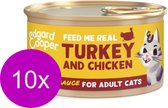 10x Edgard & Cooper Adult Chunks Kip & Dinde - Nourriture pour chat - 85g