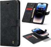 Casemania Hoesje Geschikt voor Apple iPhone 14 Pro Max Charcoal Gray - 2 in 1 Magnetic Book Case