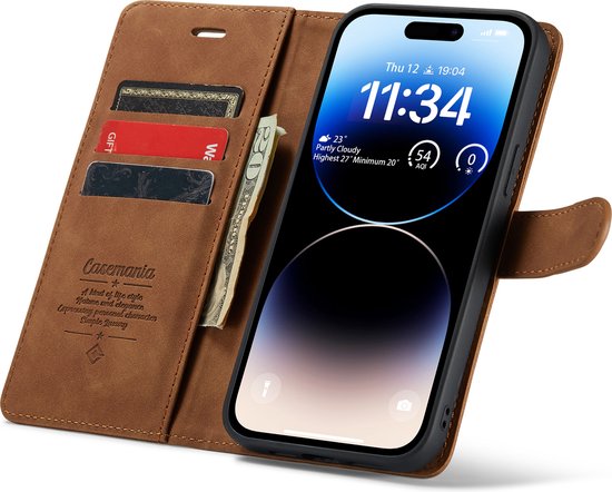 Apple iPhone 14 Pro Max Casemania Case Sienna Brown - Étui livre magnétique 2 en 1