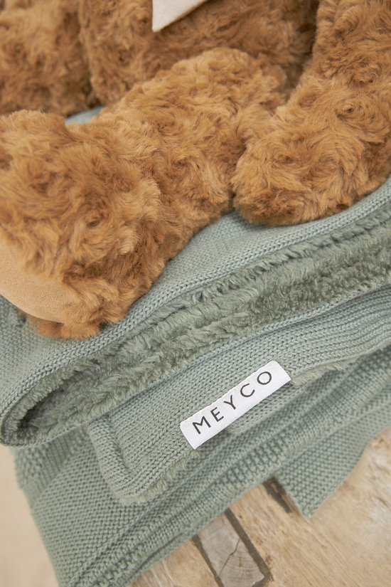 Meyco Baby Mini Knots teddy ledikant deken - forest green - 100x150cm - 2.0 TOG — afbeelding 4