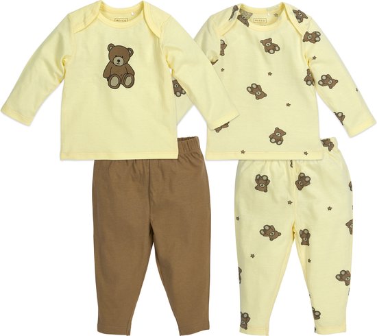 Meyco Baby Teddy Bear baby pyjama - 2-pack - soft yellow - 62/68