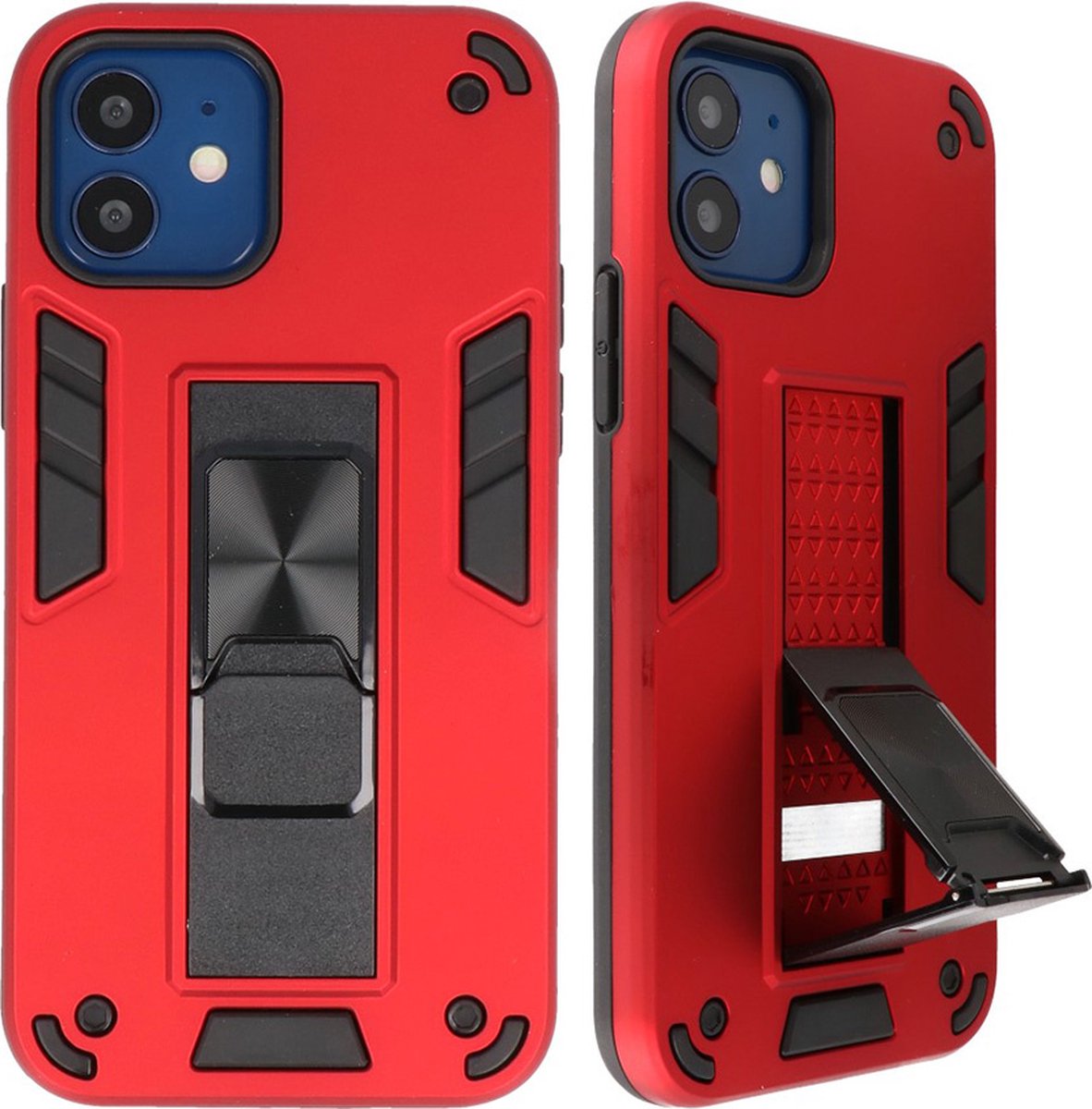 Hoesje Stand Hardcase Back Cover Color Rood geschikt voor Iphone 12 Mini