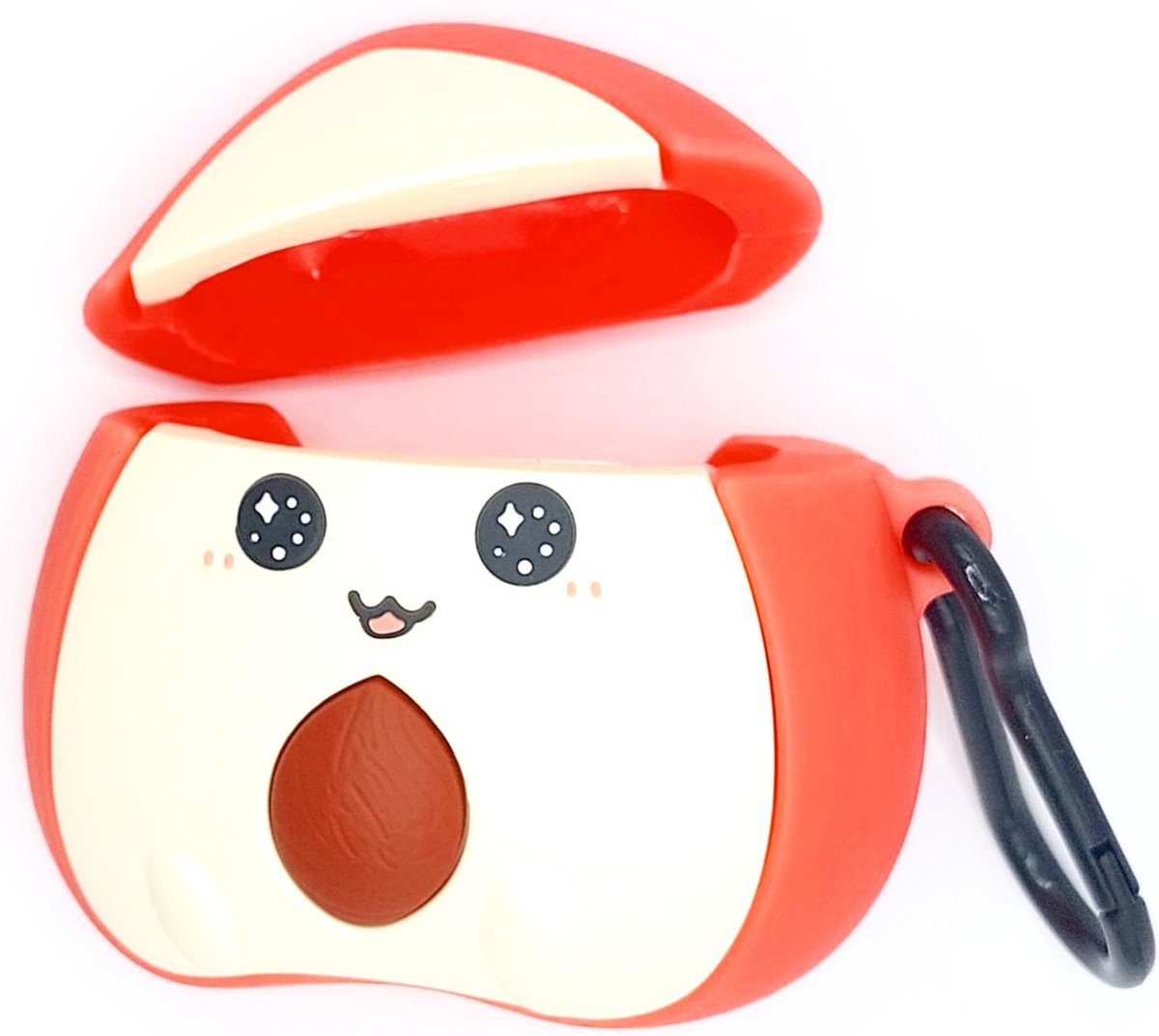 BRM COMMERCE - Siliconen hoesje case cover voor Apple Airpods 1/2 - koptelefooncases - perzik - peach - schattig - Kawaii - kerstmis - geschenk - cadeau - nieuw jaar