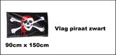 Piratenvlag met rode bandana - 150cm x 90 cm - Festival thema feest party piraten piraat bones halloween
