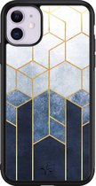 Hoesje geschikt voor iPhone 11 - Geometrisch fade art - Luxe Hard Case - Print - Blauw - Mooie Telefoonhoesjes