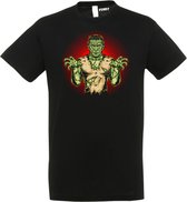 T-shirt Frankenstein | Halloween kostuum kind dames heren | verkleedkleren meisje jongen | Zwart | maat S