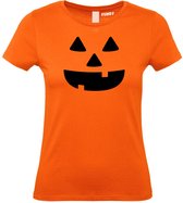 Dames T-shirt Halloween Pumpkin Face | Halloween kostuum kind dames heren | verkleedkleren meisje jongen | Oranje | maat M