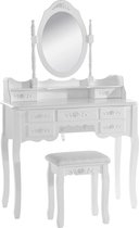 tv Barmhartig vervangen Furnibella - Make-up tafel kaptafel 90x144,5x40cm met 7 lades et 1  spiegel,Cosmetische... | bol.com