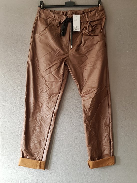 Dames wax broek effen One size choco