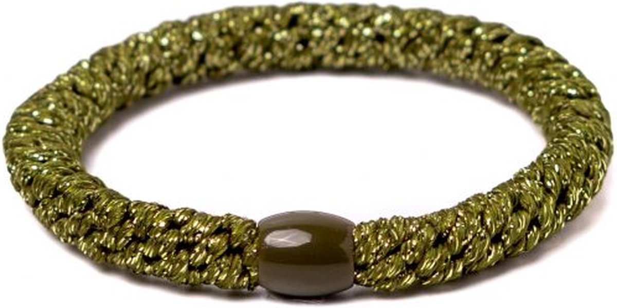 Banditz Haarelastiekje en armbandje 2-in-1 olive green glitter | DEZELFDE DAG VERZONDEN (vóór 15.00u besteld)