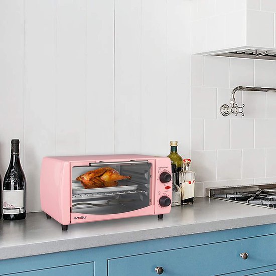 WOLTU Mini Pizza Oven 12 Liter Double Glass Door with Baking Tray and Rotisserie with Timer 0-250°C 800W, Root