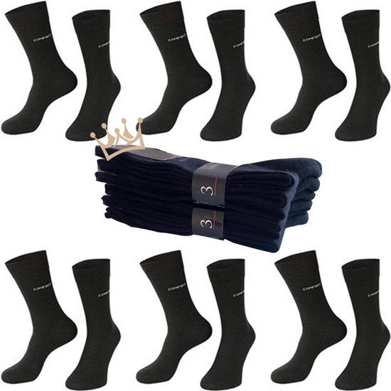 Nakkie's luxe katoenen sokken die niet knellen - 6 paar - Maat 47-50 - Ruime boord - Wijde boord - Naadloos - Zwart - Cadeau tip - vaderdag kado tip
