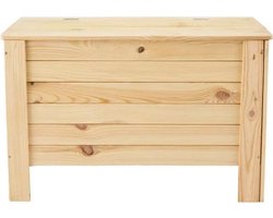 Houten kist met klepdeksel - 80 x 51 x 39 cm - inhoud 100L - grenen hout - eenvoudige montage - opbergkisten