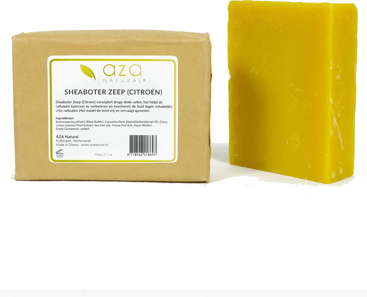 Aza Natural - Sheaboter zeep Citroen - 150 gram