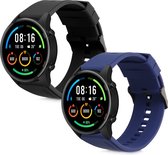 kwmobile 2x armband geschikt voor Xiaomi Mi Watch Color Sport / S1 Active - Bandjes voor fitnesstracker in zwart / donkerblauw