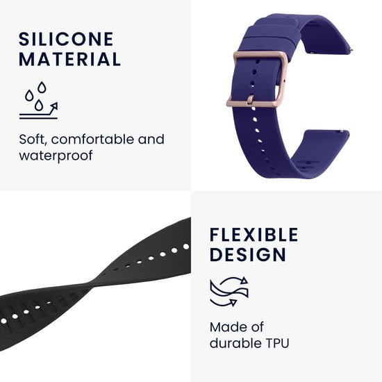 Kwmobile Cinturino TPU Per Garmin Instinct 2 Solar/Instinct 2 - Morbido Silicone, Fibbia, Regolabile 14-22 Cm, Nero/Grigio