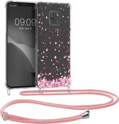 kwmobile telefoonhoesje geschikt voor Huawei Mate 20 Pro - Hoesje met telefoonkoord - Back cover voor smartphone - Case in poederroze / donkerbruin / transparant