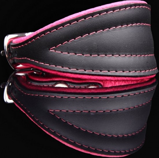 Hondenhalsband voor windhonden - 50 cm x 70 mm - halsomtrek 41-48 cm - zwart/roze - Greyhound