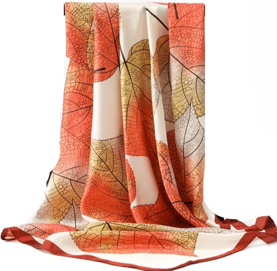 Sjaal-Oranje-Ivoor-foulard-90 x90 cm-Polyester-Charme Bijoux