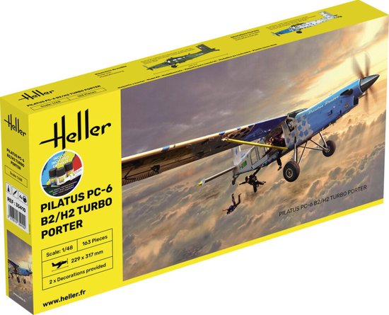 Foto: 1 48 heller 35410 pilatus pc 6 b2 h2 turbo porter starter kit plastic modelbouwpakket