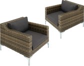 tectake - Modulaire wicker set Villanova natuur - 2 x fauteuil - 404659 - poly-rattan