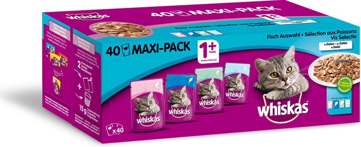 Nourriture humide Whiskas pour chat adulte - MEGAPACK - 120 pièces / 10  types