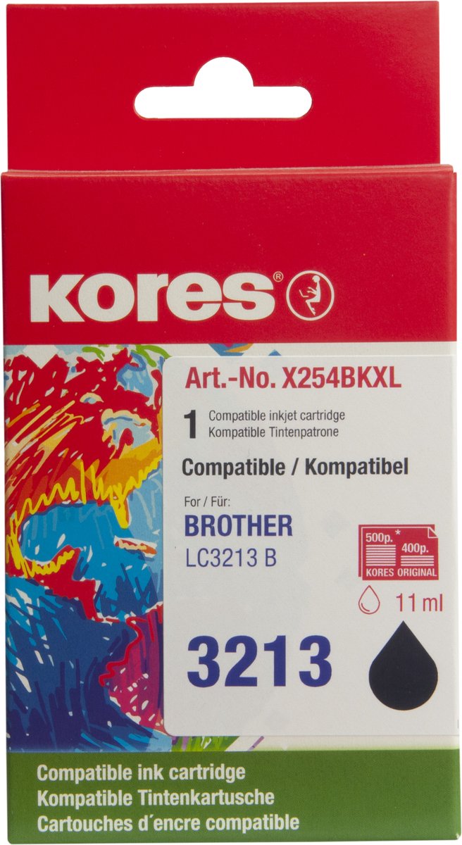 Compatibel inktpatroon voor Brother zwart, printer type: MFC-J 491 series, ref: LC-3213BK;