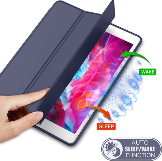 ipad 2017 hoes met pencil houder bookcase Donker Blauw iPad 2018 hoes