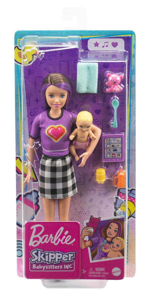 Barbie Family Skippers Babysitter Speelset - Barbie Pop met Baby en Accessoires