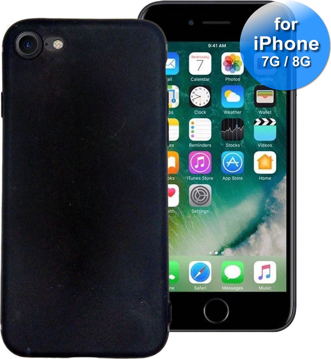 TelefoonHoesje geschikt voor iPhone 7, iPhone 8 en iPhone SE (2020)/(SE 2022) - hoesje - Back Cover - Siliconen - Zwart
