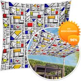 MuchoWow® - Schaduwdoek - Mondriaan - Vormen - Design - Patroon - 96% UV-bestendig - Hoogwaardig polyester - Zonnedoek - Weerbestendig - Tuin - Tarp - 300x300 cm