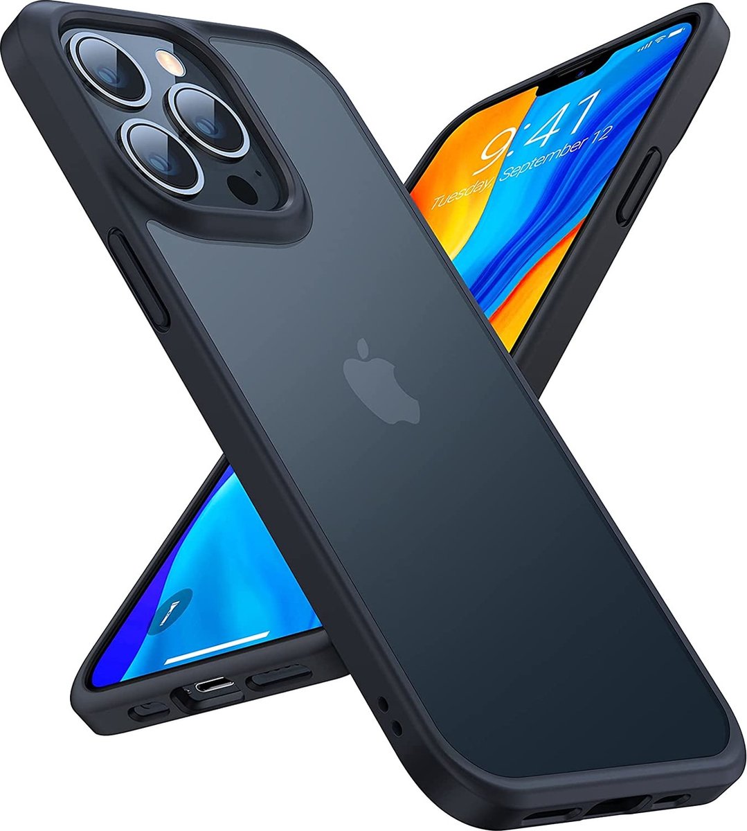 Hoesje Geschikt voor iPhone 14 Pro – doorzichtig Mat backcover – Soft Bumper - Zwart
