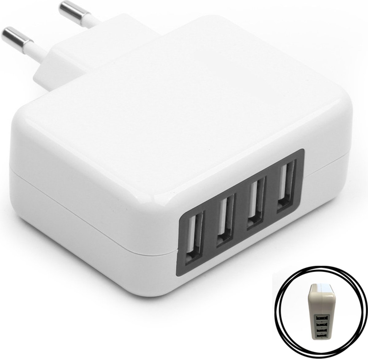 USB thuislader met 4 poorten Quick Charge Smart IC 4.5A Wit
