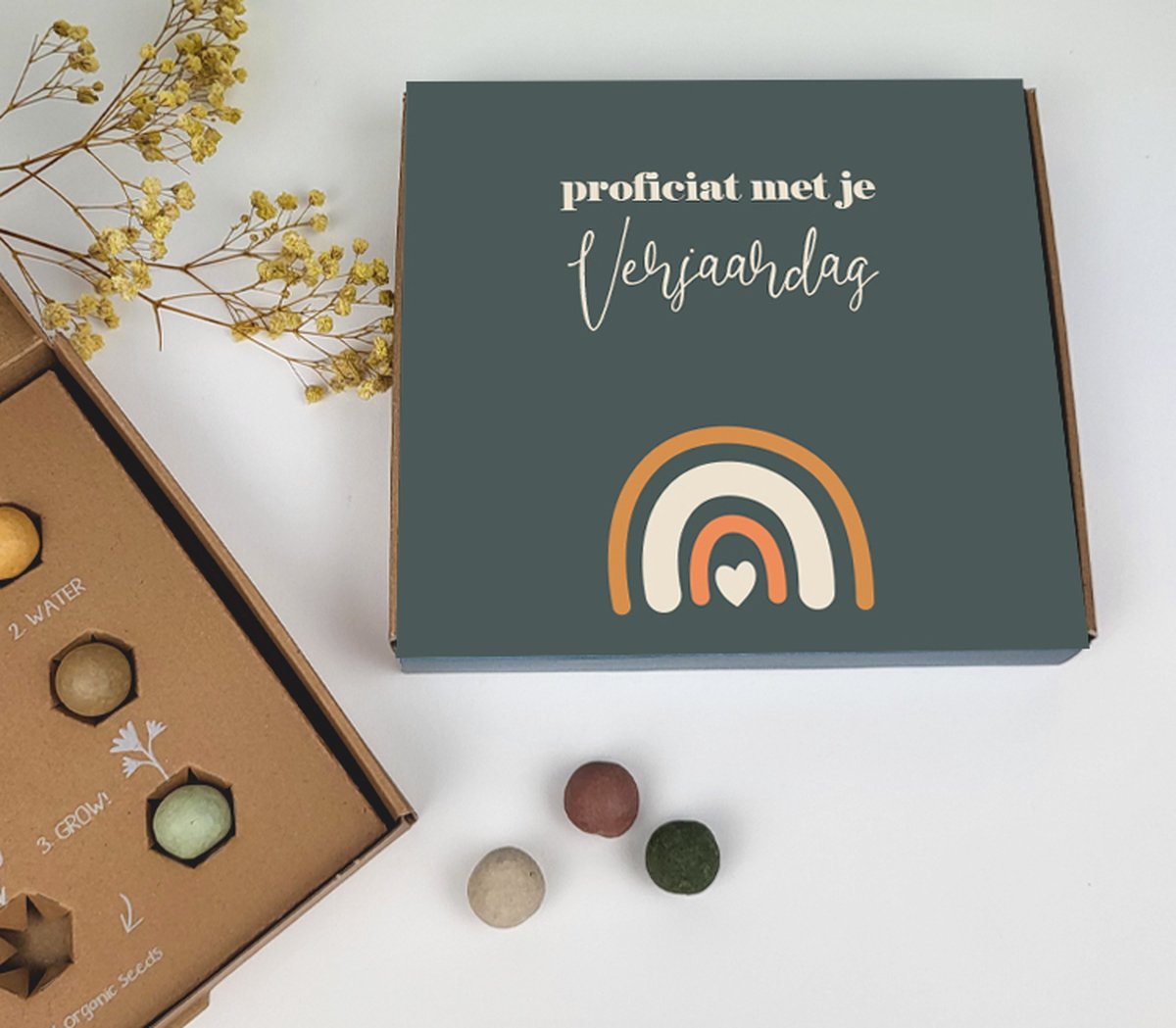 Bloembommetjes - Zaadjes - Bloemen - Cadeau verjaardag - regenboog - proficiat met je verjaardag - verjaardagscadeau - Zaad - Kado - Verjaardag - Geschenkdoos - Cadeau