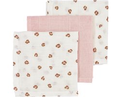 Meyco Baby Mini Panther monddoekjes - 3-pack - hydrofiel - soft pink - 30x30cm