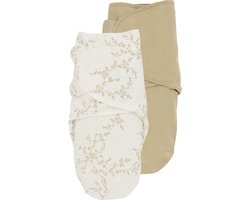 Meyco Baby Branches/Uni swaddlemeyco inbakerdoek - 2-pack - sand - 4-6 maanden - 1.0 TOG