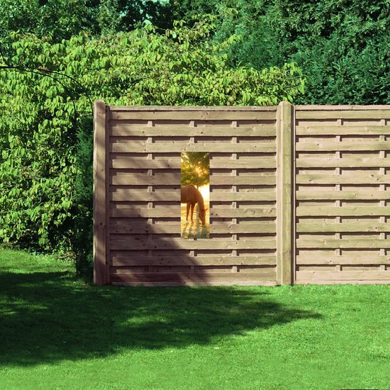 WallClassics - Poster de Jardin - Cheval Brun dans un Pâturage au Coucher du Soleil - 30x90 cm Photo sur Poster de Jardin (décoration murale pour l'extérieur et l'intérieur)