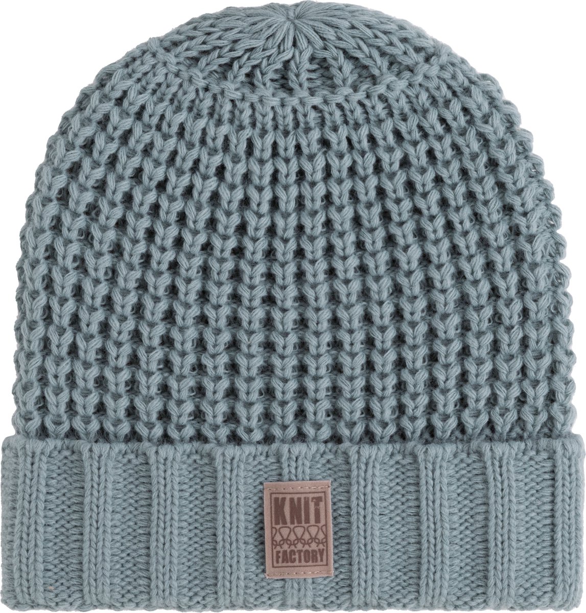 Knit Factory Robin Gebreide Muts Heren & Dames - Beanie hat - Stone Green - Grofgebreid - Warme groene Wintermuts - Unisex - One Size