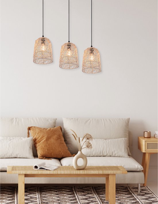LED Hanglamp - Hangverlichting - Torna Lopar - E27 Fitting - 3-lichts - Rechthoek - Bruin - Hout