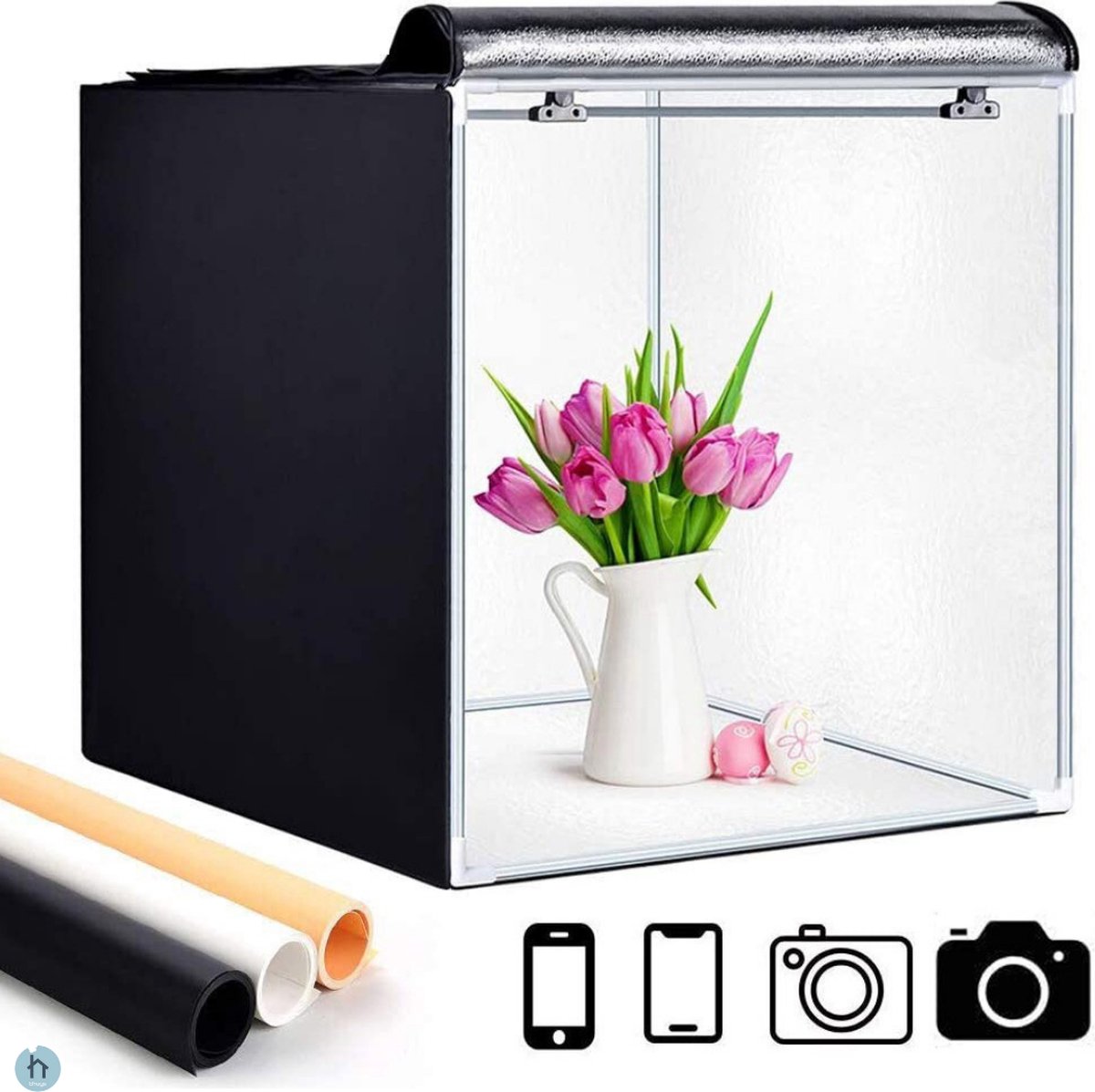 Thuys Lightbox Fotografie - Lichtbox met 6 Kleuren Achtergrond - Softbox Complete Set met Opbergzak - 40 CM - Wit